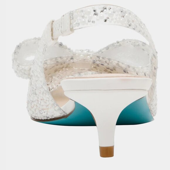 NEW BETSEY JOHNSON Patti Faux Pearl Slingback Heels With Bow in Pearl 825 3m7 - Picture 5 of 12